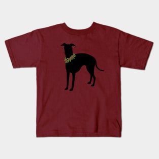 Italian Greyhound with festive holly collar Holiday design 2 Kids T-Shirt